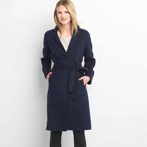 Gap navy belted wool blend pea coat trench. Size large TALL